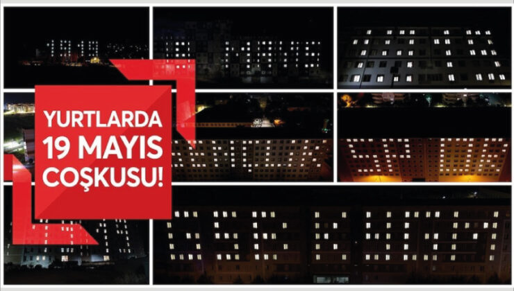 Yurt binaları “19 Mayıs 1919” yazısıyla ışıklandırıldı