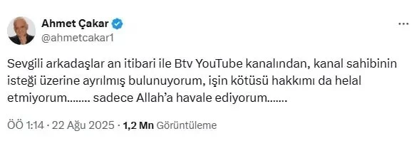 Ahmet Çakar kovulduğunu açıkladı: Hakkımı helal etmiyorum!