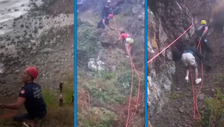 Kayalıklarda mahsur kalan 4 kişi ekipler tarafından kurtarıldı