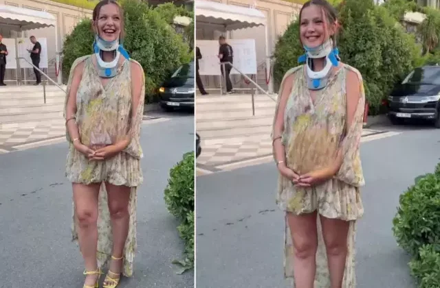 Denizde kaza geçiren İrem Helvacıoğlu, düğüne boyunlukla geldi