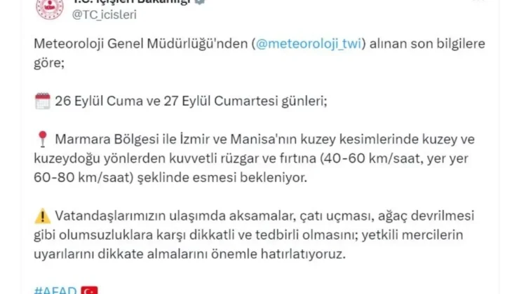 Marmara ve Ege’de Fırtına Uyarısı