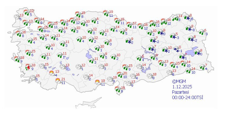 Türkiye yeni haftaya yağışla başlıyor