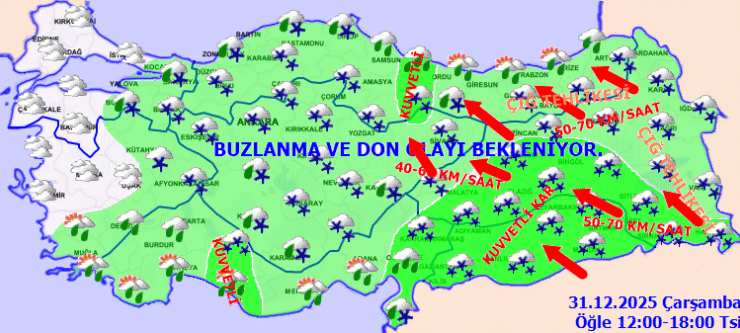 Meteoroloji uyardı: Kuvvetli kar, fırtına ve buzlanma bekleniyor