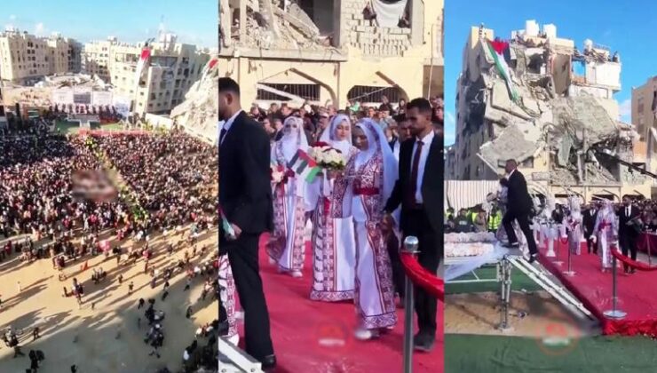 Savaşın gölgesinde toplu düğün! Gazzede tüm zorluklara rağmen yaşam devam ediyor | Video