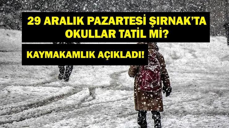 ŞIRNAK’TA OKULLAR TATİL Mİ? 29 Aralık Pazartesi Şırnak’ta Okullar Tatil Mi? Şırnak Beytüşşebap Kaymakamlığı’ndan Son Dakika Açıklaması!