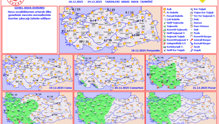 Hafta sonu yurdun iç ve batısında yağış bekleniyor