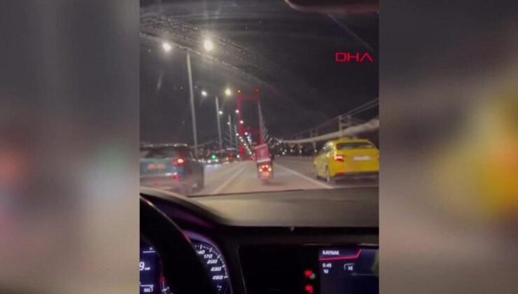 Lodosa karşı motokuryeye siper oldular! Köprüde zor anlar…