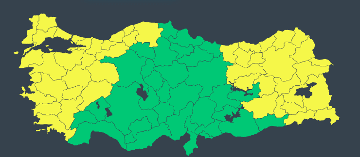 Meteoroloji'den 48 il için sarı alarm: Kuvvetli yağış, fırtına ve çığ uyarısı