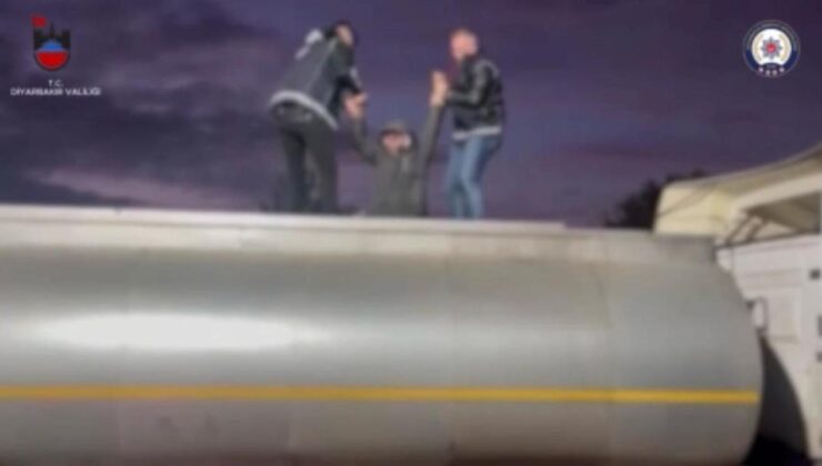 Diyarbakır’da atık tankerine gizlenmiş 32 düzensiz göçmen yakalandı