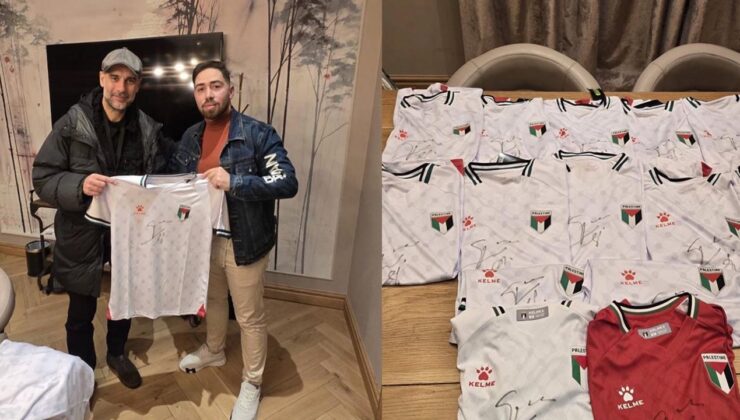 Guardiola, Gazze’deki ampute futbol takımına destek için Filistin milli takımı formalarını imzaladı