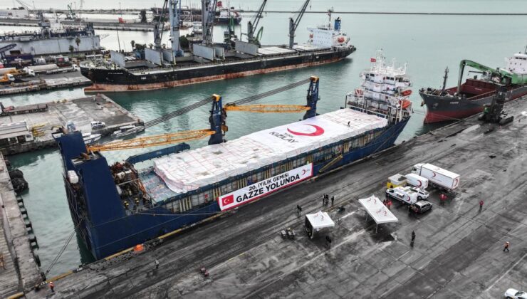 Kızılay’ın 20. “İyilik Gemisi” Gazze’ye uğurlandı