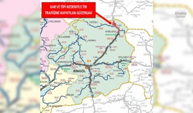 Bingöl-Erzurum karayolu kar ve tipi nedeniyle trafiğe kapandı