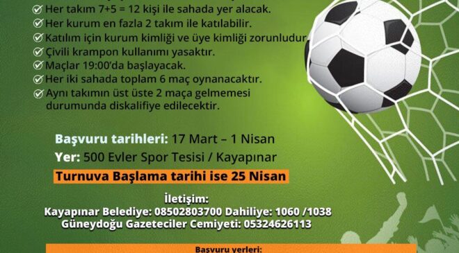 Diyarbakır’da kurumlararası futbol turnuvası başlıyor
