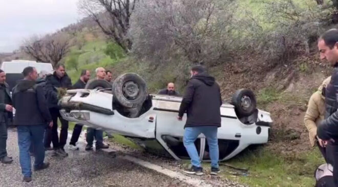 Adıyaman’da otomobil takla attı
