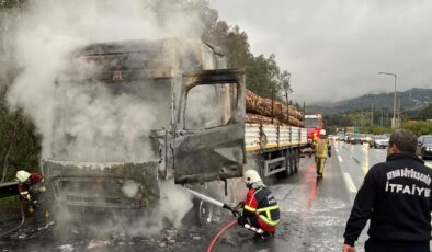 Seyir halindeki tır küle döndü