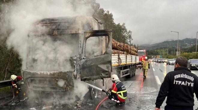 Seyir halindeki tır küle döndü