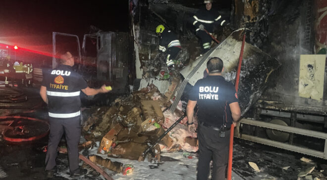 Tavuk eti yüklü tır küle döndü