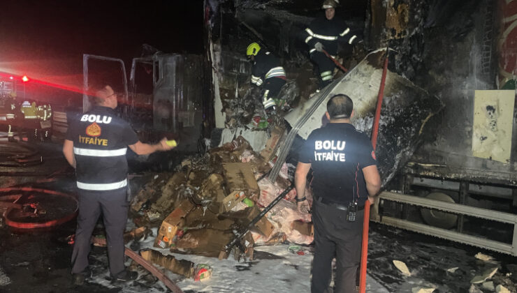 Tavuk eti yüklü tır küle döndü