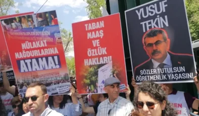 Öğretmenler MEB önünden seslendi: Söz değil, yasa istiyoruz