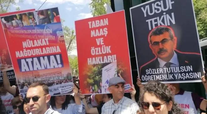 Öğretmenler MEB önünden seslendi: Söz değil, yasa istiyoruz