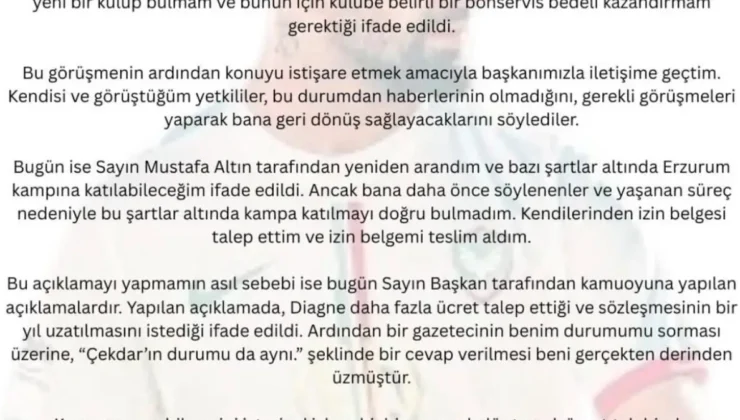 Amedsporlu Çekdar Orhan’dan yönetime yanıt: Ek ücret talep etmedim
