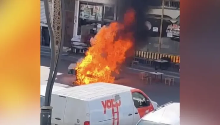 Diyarbakır’da motosiklet alevlere teslim oldu
